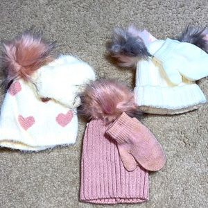 Curls & Pearls beanie and mittens.
